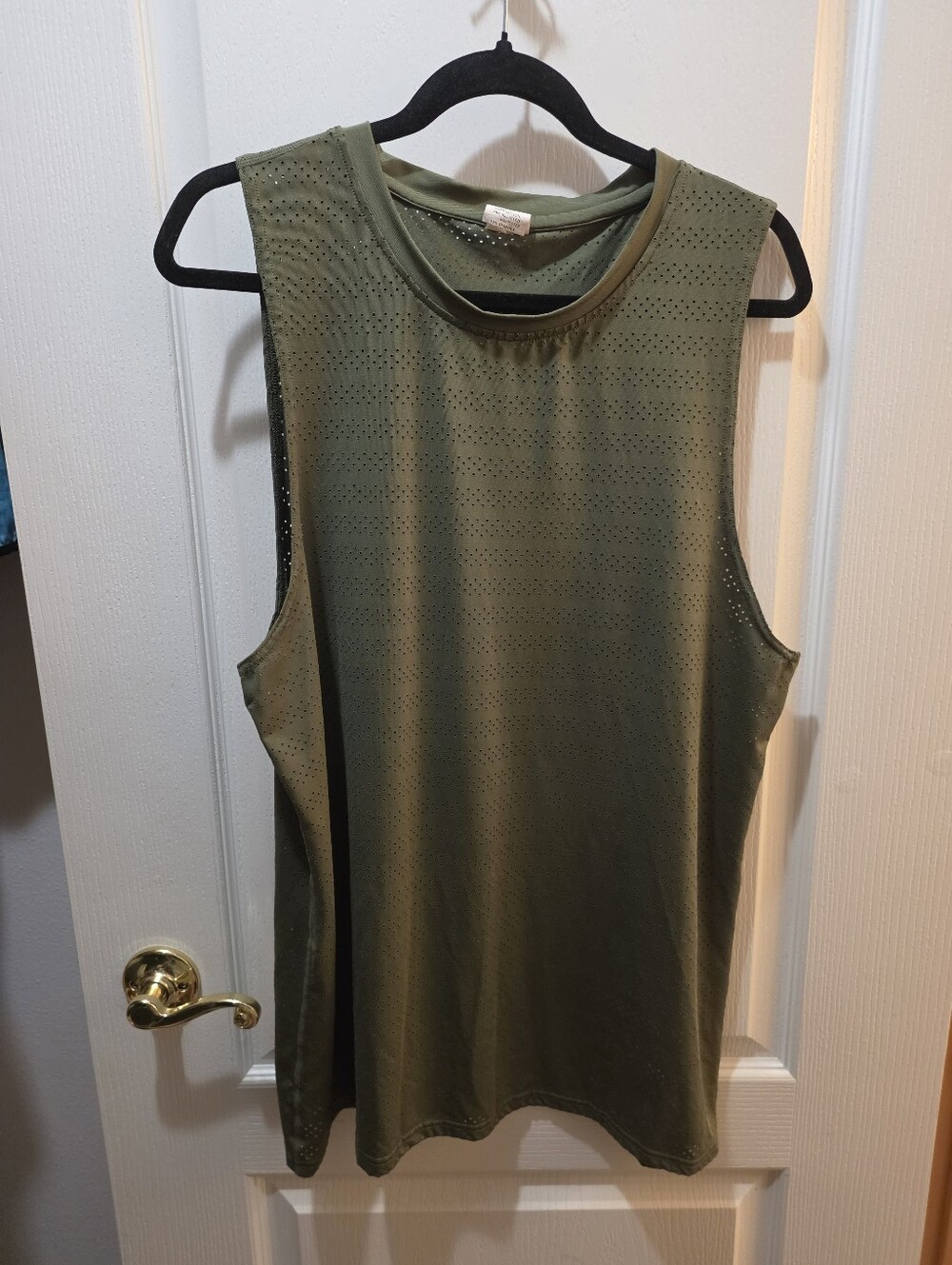ZYIA Olive Green Perforated Athletic Tank Top